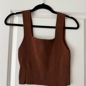 Donated: Brown Ribbed Knit Women's Top - donating 5/7
